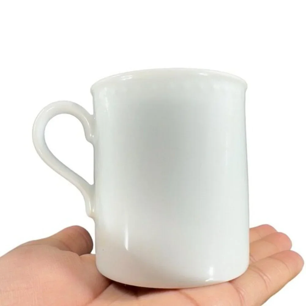 Crate & Barrel Staccato White Coffee Tea Mug Cup Kathleen Willis Japan Set 3 VTG